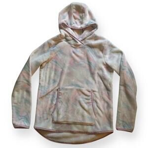 Lands’ End pink & blue marbled cozy hoodie